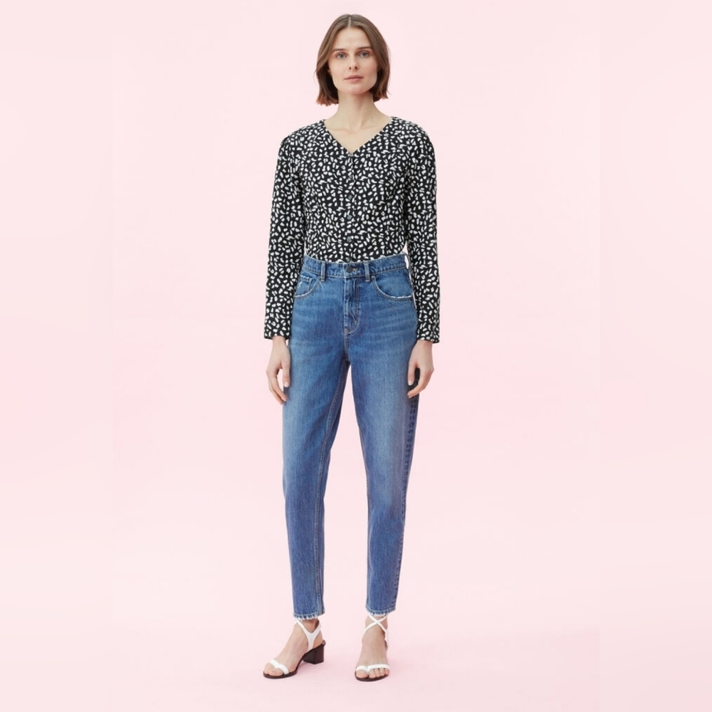 Rebecca Taylor LA VIE LE JAGUAR Poplin Top Black/White Sz: XS